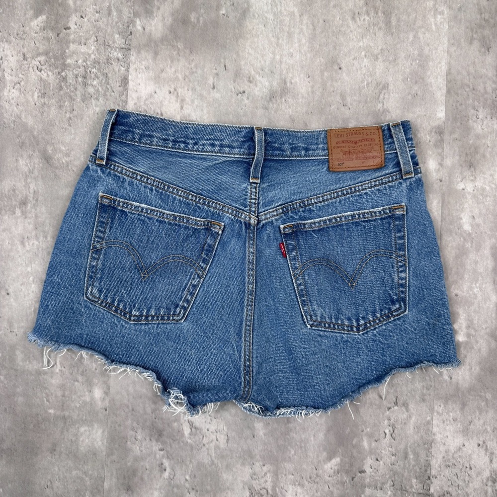 Levi's 501 Cut Off Shorts Women's 28 Premium Collection Distressed Denim Y2K - Picture 4 of 10